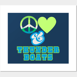 Peace, Love & Thunderboats  - Pacific Northwest Retro Pop Electric Green Style Posters and Art